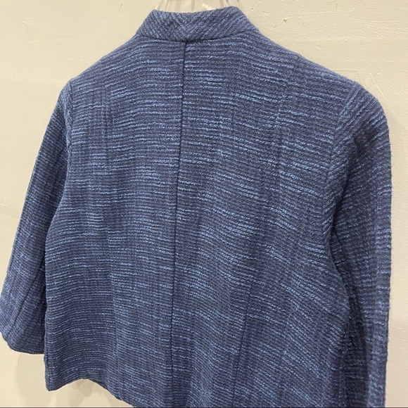 Eileen Fisher Boxy Mandarin Collar Cotton Navy Jacket Small - Picture 7 of 7
